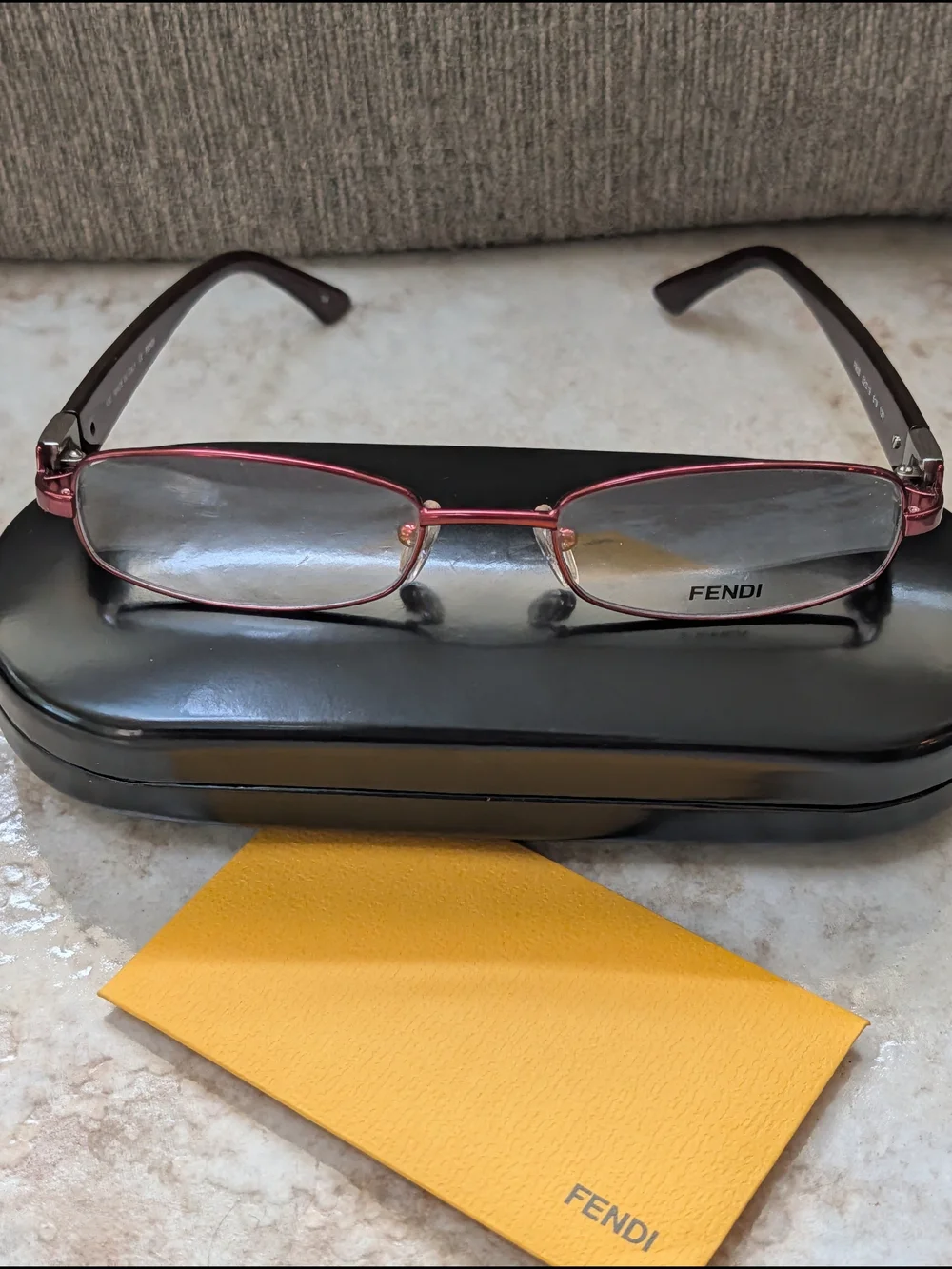 Fendi Rectangular Pink/Burgundy Eyeglasses w Case & Authentication Card New